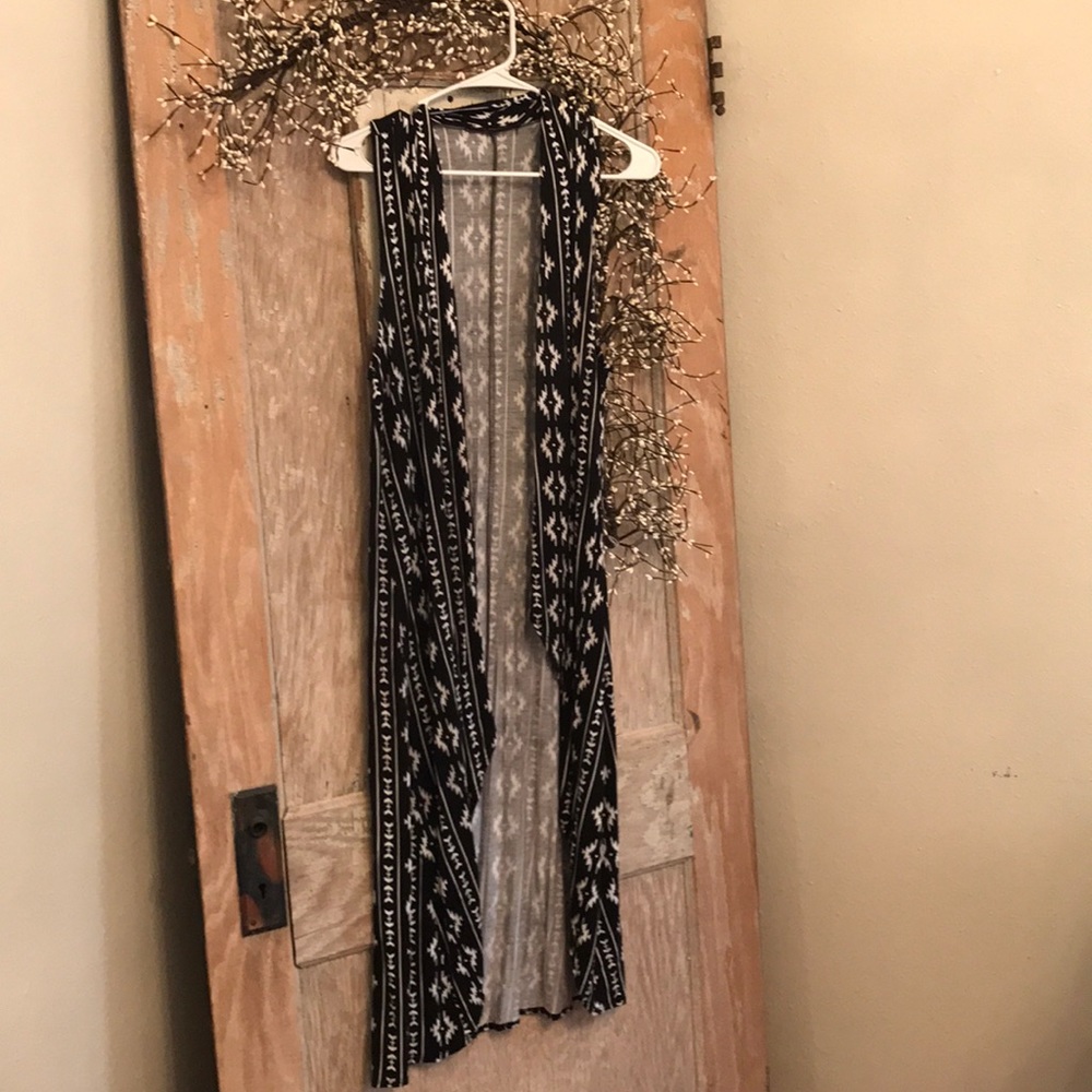 Black and white long vest